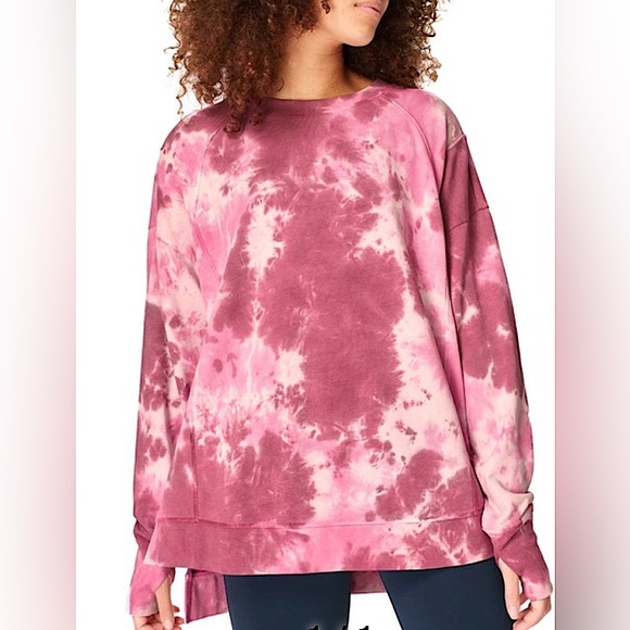 Sweaty Betty Simhasana After Class Pink Rose Tie Dye Sweatshirt Size Small - Picture 1 of 8